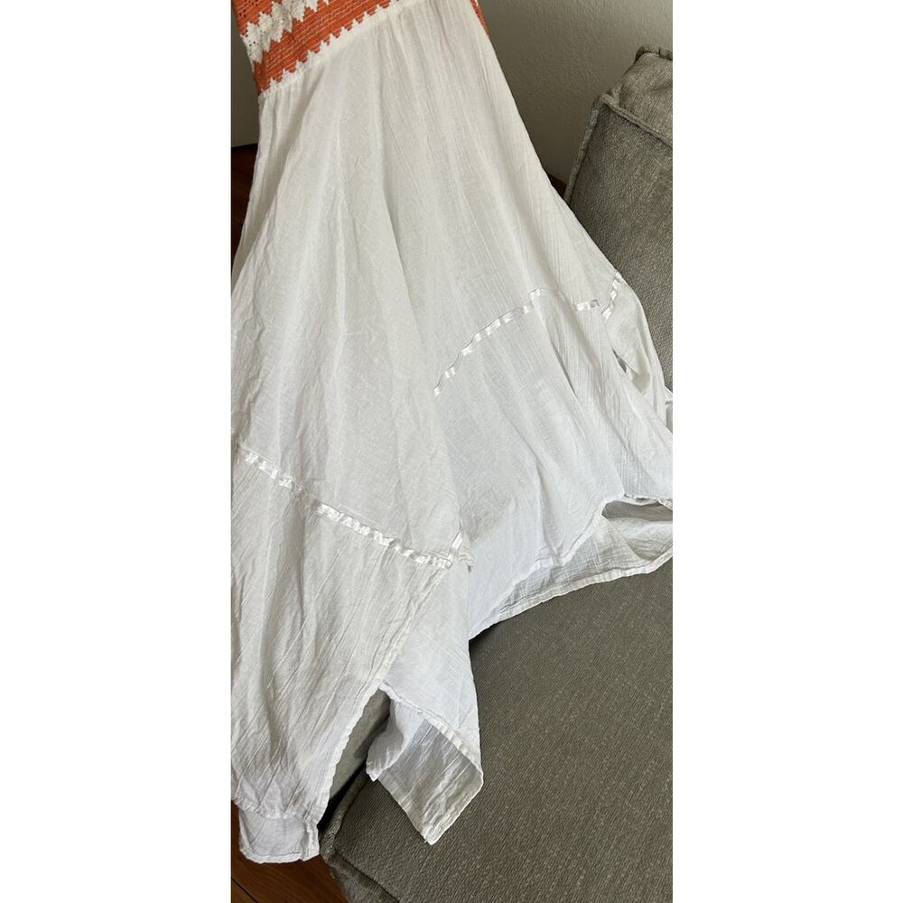 Vtg Handmade Crochet Handkerchief Maxi Dress Halter White Boho Beach 70’s - Picture 4 of 12